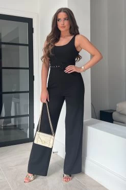 Girl In Mind Jules Belt Detail Wide Leg Jumpsuit