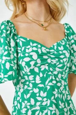 Dusk Floral Print Ruched Midi Dress -Fashion Women K54283s5