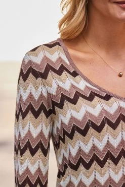 Sosandar Chevron Stripe V-Neck Jumper -Fashion Women K54510s4