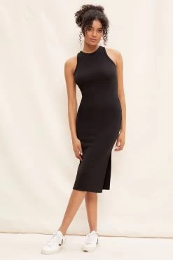 Friends Like These Racer Neck Sleeveless Rib Midi Dress