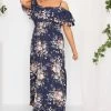 Yours Curve London Floral Cold Shoulder Maxi Dress -Fashion Women K55349s