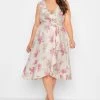 Yours Curve London Floral Sleeveless Double Ruffle Wrap Dress -Fashion Women K55355s