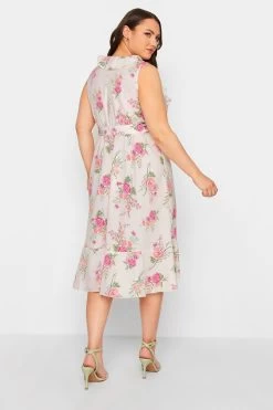Yours Curve London Floral Sleeveless Double Ruffle Wrap Dress -Fashion Women K55355s3