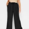 Yours Curve Washed Twill Wide Leg Trouser -Fashion Women K55391s