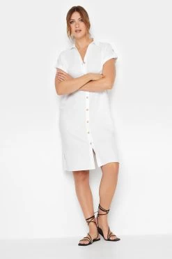 Long Tall Sally Linen Button Through Dress -Fashion Women K55396s3