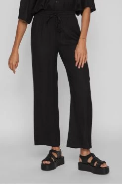 VILA Linen Blend Wide Leg Stretch Waist Trouser