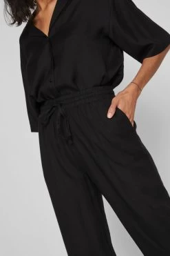 VILA Linen Blend Wide Leg Stretch Waist Trouser -Fashion Women K57710s3