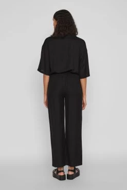 VILA Linen Blend Wide Leg Stretch Waist Trouser -Fashion Women K57710s4