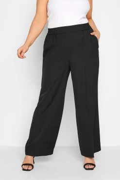 Yours Curve Shark Skin Wide Leg Pull On Trouser
