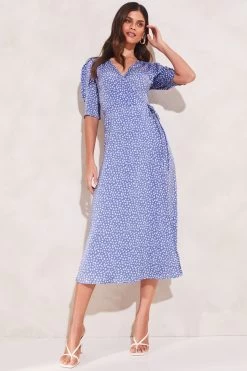 Lipsy Puff Sleeve Wrap Midi Dress -Fashion Women K58274s3