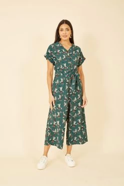 Yumi Crane Print Culotte Jumpsuit
