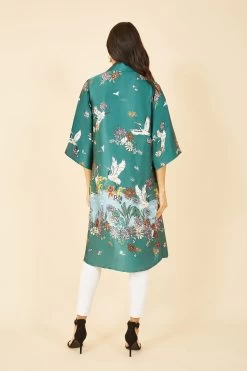 Yumi Satin Crane Border Kimono -Fashion Women K60130s3
