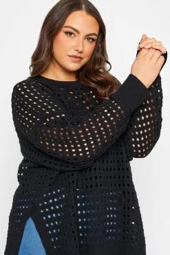Yours Curve Asymetrical Mesh Jumper -Fashion Women K60425s4