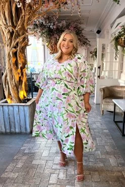 In The Style Jess Millichamp V Neck Plunge Split Front Midi Dress