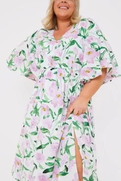 In The Style Jess Millichamp V Neck Plunge Split Front Midi Dress -Fashion Women K61464s3