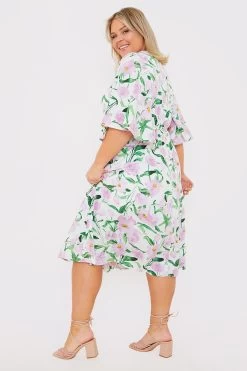 In The Style Jess Millichamp V Neck Plunge Split Front Midi Dress -Fashion Women K61464s4