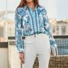 Sosandar Conversational Satin Scarf Print Shirt -Fashion Women K62456s