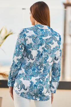 Sosandar Conversational Satin Scarf Print Shirt -Fashion Women K62456s4