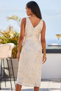 Sosandar Scattered Sequin Wrap Dress -Fashion Women K62824s3