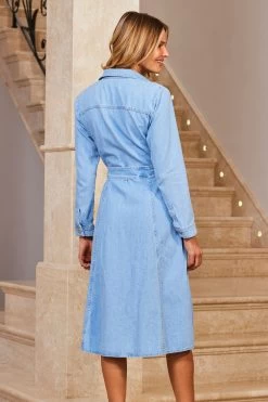 Sosandar Lightweight Fit N Flare Denim Dress 10 Sosandar Lightweight Fit N Flare Denim Dress -Fashion Women K62826s4