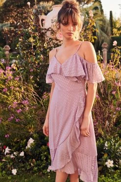 Quiz Cold Shoulder Wrap Midi Dress