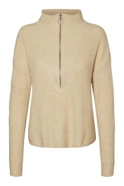 NOISY MAY Cosy Quarter Zip Knitted Jumper -Fashion Women L60711s5