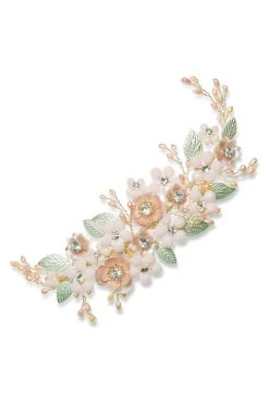 Ivory & Co Botanica Crystal And Pearl Enamelled Floral Clip