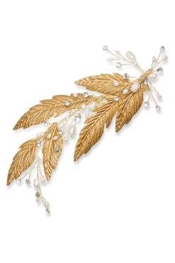 Ivory & Co Cassiopaea Crystal And Pearl Grecian Leaf Clip