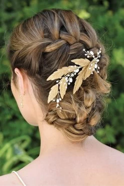 Ivory & Co Cassiopaea Crystal And Pearl Grecian Leaf Clip -Fashion Women L65363s4