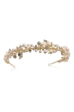 Ivory & Co Oriana Crystal And Pearl Floral Enamelled Band