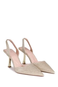 Linzi Fenella Glitter Sling Back Court Style Heel With Chrome Heel -Fashion Women L94827s3