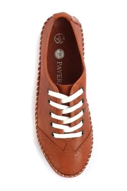 Pavers Ladies Leather Lace-Up Trainers -Fashion Women M08306s4