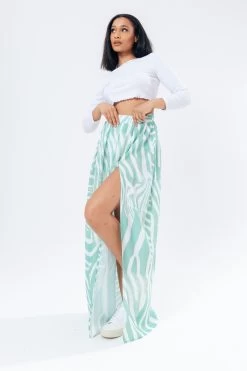Hype. Womens White Mint Zebra Maxi Skirt -Fashion Women M46714s3