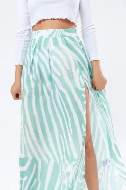 Hype. Womens White Mint Zebra Maxi Skirt -Fashion Women M46714s4