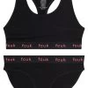 French Connection Black Fcuk Crop Top & Briefs Set