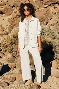 White Stuff Natural Tia Wide Leg Cropped Jeans