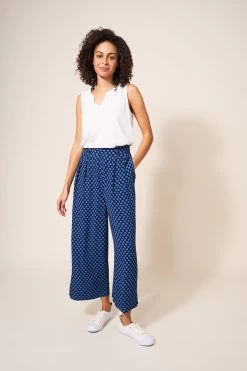 White Stuff Blue Nova Crinkle Culottes -Fashion Women M67412s3