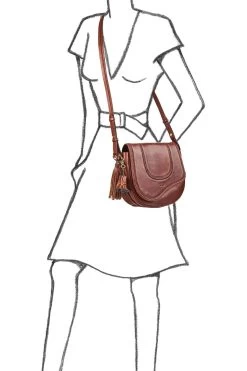 OSPREY LONDON Brown Cognac Saddle Leather Rodeo Satchel Bag -Fashion Women M71301s6