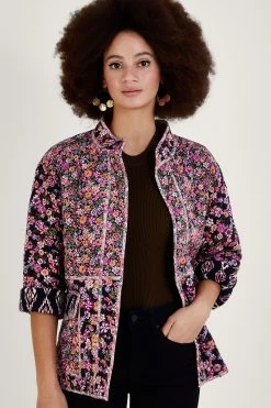 Monsoon Orange LENZING™ ECOVERO™ Ditsy Floral And Ikat Print Quilted Jacket