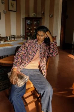 Monsoon Orange LENZING™ ECOVERO™ Ditsy Floral And Ikat Print Quilted Jacket -Fashion Women M76411s3