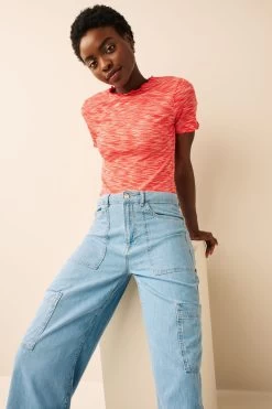 Next Space Dye Lettuce Edge Short Sleeve T-Shirt -Fashion Women M79018s2