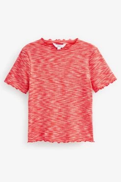 Next Space Dye Lettuce Edge Short Sleeve T-Shirt -Fashion Women M79018s5