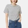 Jigsaw White Heavy Cotton Stripe T-shirt -Fashion Women M84559s