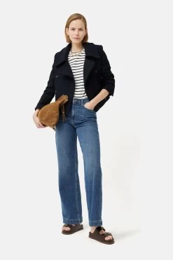 Jigsaw White Heavy Cotton Stripe T-shirt -Fashion Women M84559s4