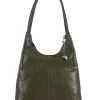 Storm Green Ginerva Leather Slouch Shoulder Bag -Fashion Women M87862s