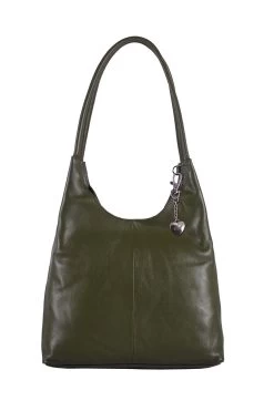 Storm Green Ginerva Leather Slouch Shoulder Bag
