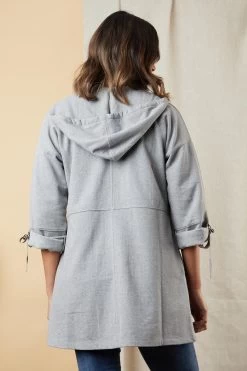 Lakeland Leather Grey Chloe Hooded Fleece Jersey Jacket -Fashion Women M88023s2