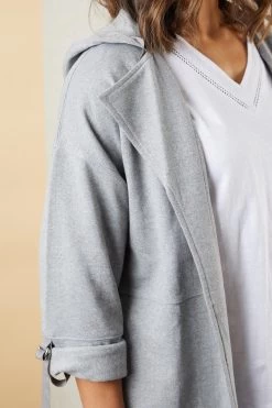 Lakeland Leather Grey Chloe Hooded Fleece Jersey Jacket -Fashion Women M88023s5