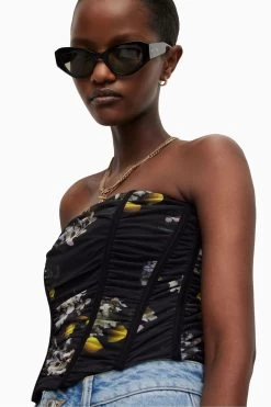 AllSaints Eugenia Black Corset -Fashion Women M90610s5