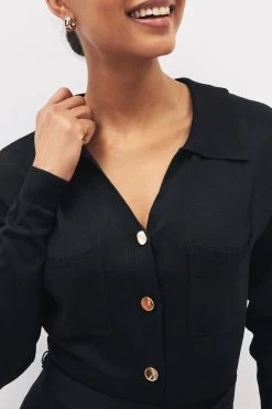 Next Black Knitted Utility Belted Mini Dress -Fashion Women M91 158s3